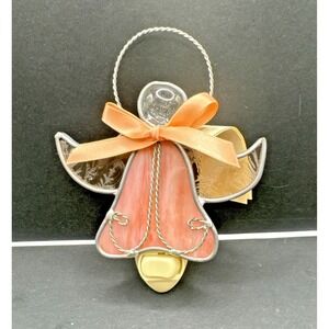 Vintage Pink Stained Glass Guardian Angel  Night Light. New Without Box